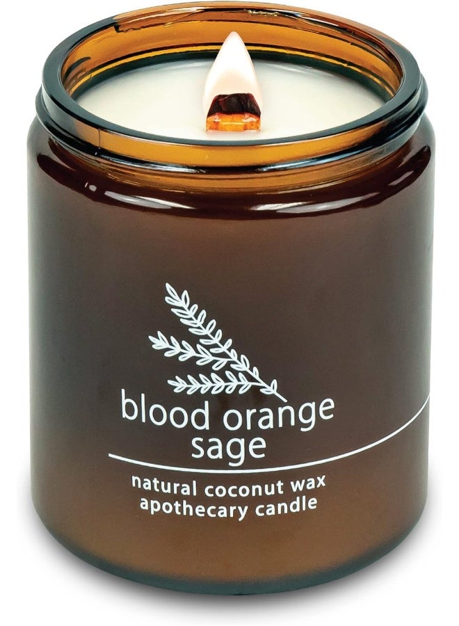 Hemlock Park Crackling Wood Wick Candle Handcrafted with Organic Coconut Wax and Essential Oils (Blood Orange Sage, Standard 8 oz) - Image 1
